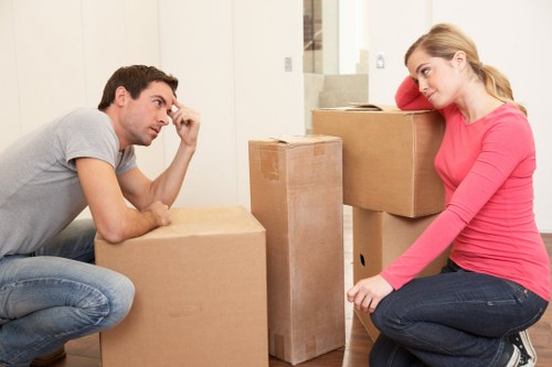 Packed household items ready for transport during removal