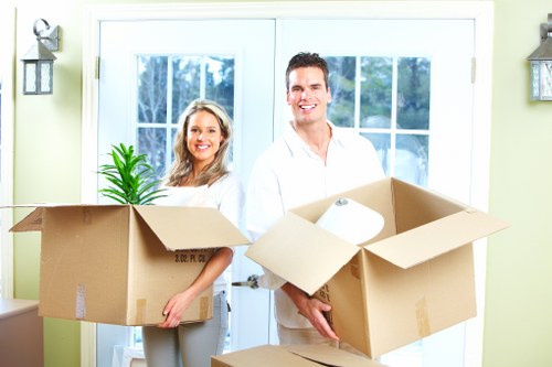 Packed boxes and furniture ready for a local relocation